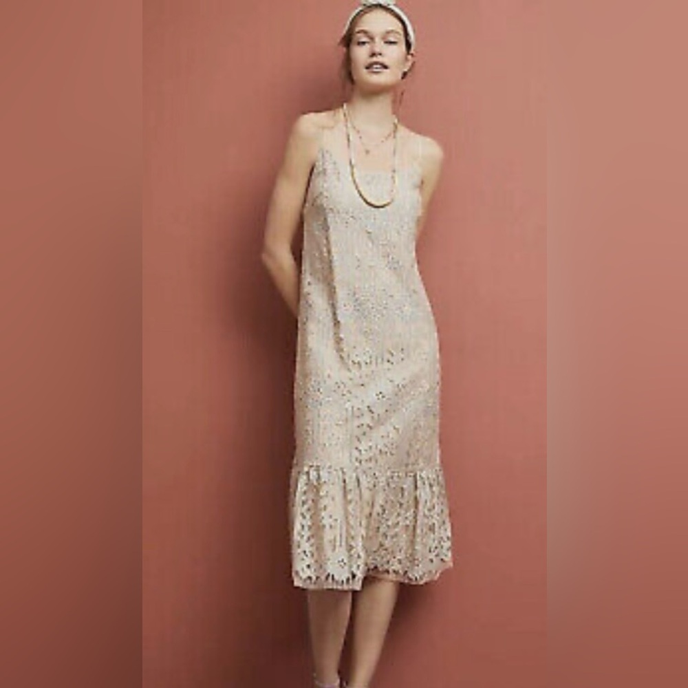 Anthropologie Eri & Ali Floral and lace midi dress size small